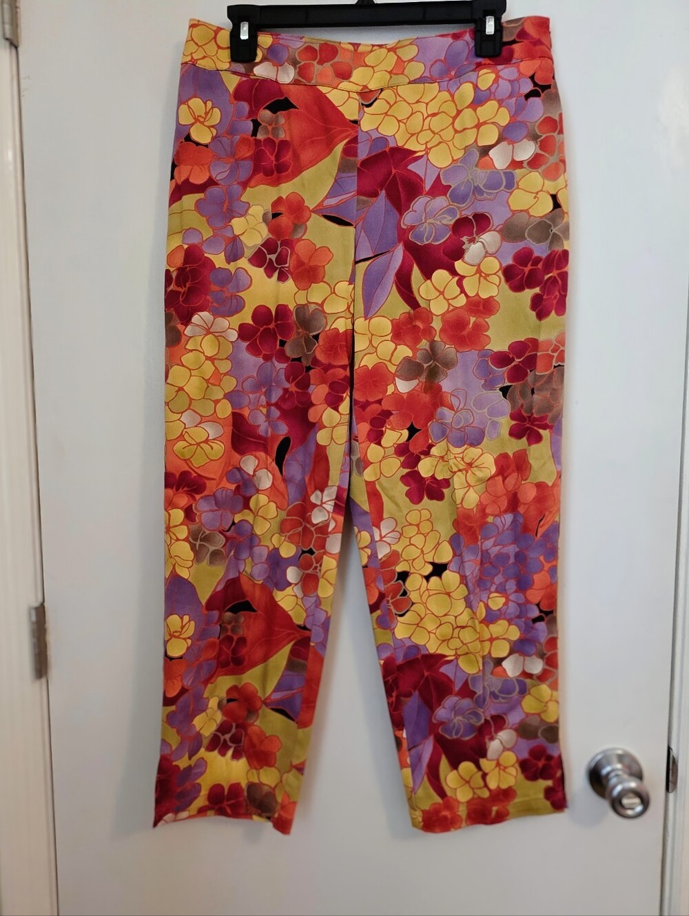 Vintage Talbots Petites Floral Stretch Pants Size 10 Bright Retro Y2K